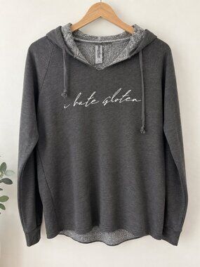 I Hate Gluten Graphic Hoodie Sweatshirt – Size L 🖤